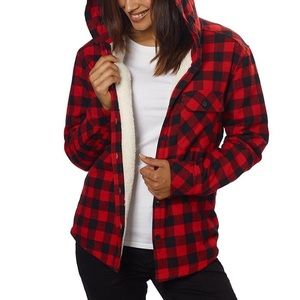 Boston Traders Red Hooded Fleece Lined Flannel